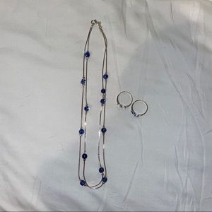 Marble glass necklace with rings